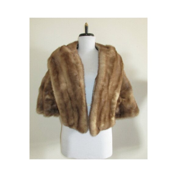 Vintage Autumn Haze Brand EMBA Natural Brown Mink Fur Stole Cape Wrap